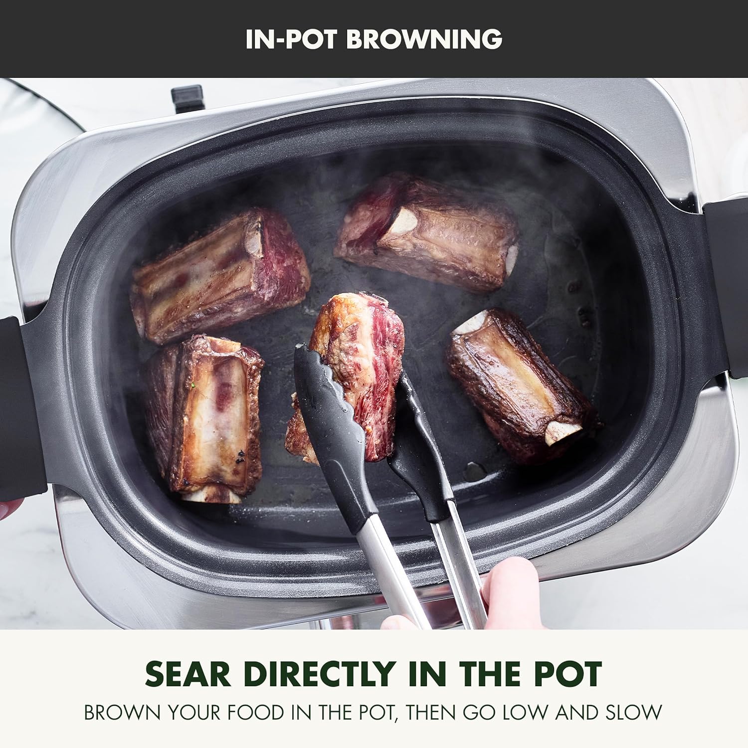 8-in-1 Programmable 6QT Electric Slow Cooker with Dishwasher-Safe Lid and Removable Base