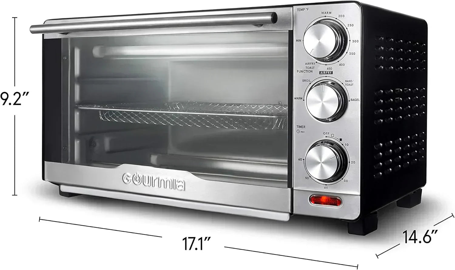 Gourmia Oven Air Fryer Combo with 17 Cooking Presets 24L Capacity Convection Rack