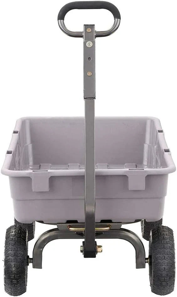 Heavy Duty Poly Utility Dump Wagon Garden Cart w/Pneumatic Tires, 6 Cu Ft - 1200 lb Capacity Outdoor Wheelbarrow for Yard, Landscaping & Gardening, Lawn Tractor or ATV Towable-Gorilla Carts
