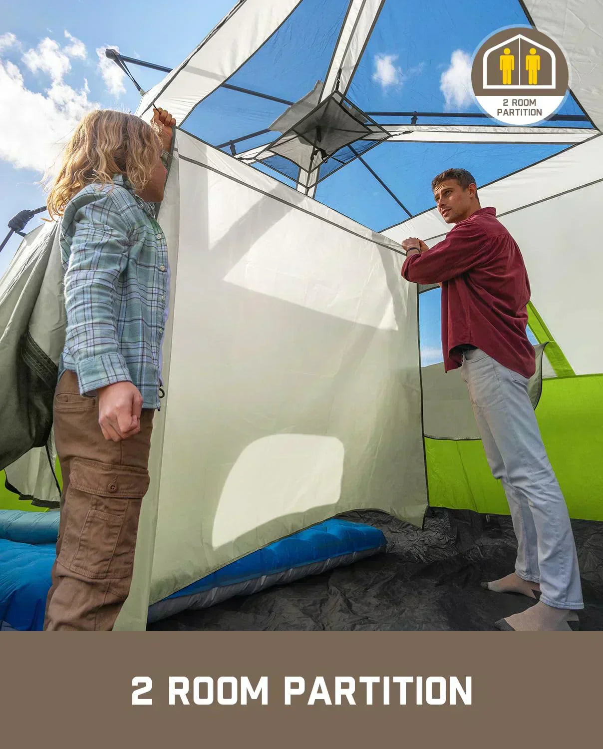 Portable camping tent for 4/6/8/10 people with instant cabin and rainproof and windproof