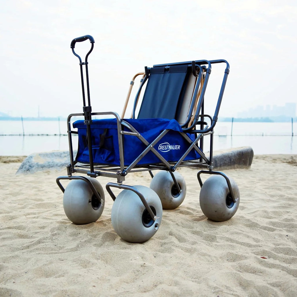 Beach Cart with 13 Balloon Wheels, Chair Racks & Pump Included