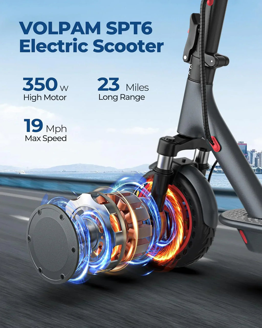 Electric Scooter, 350W/500W Powerful Motor, 8.5/10 Solid Tires, 19/22Mph, 28/21/12 Miles Range,Dual Braking