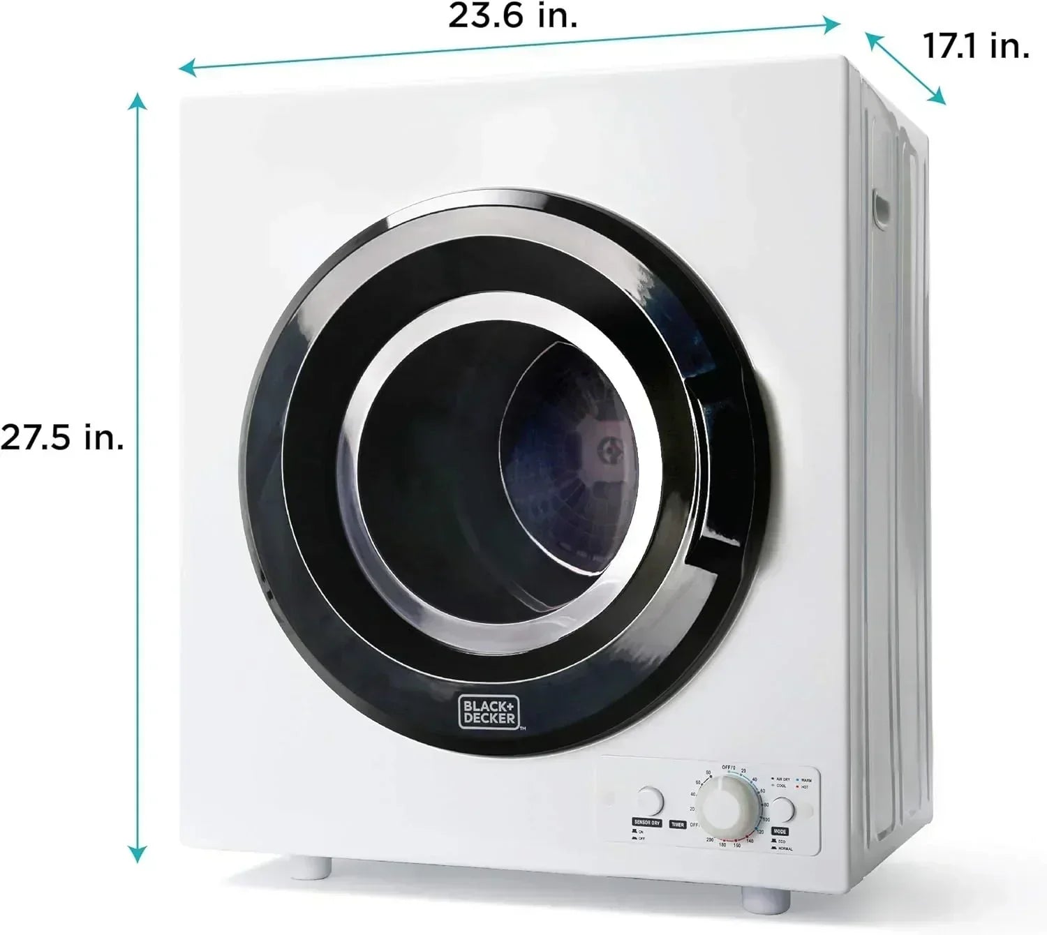 Compact Clothes Dryer 1.5 Cu. Ft. 850W Electric Dryer 120V Vented Dryer Stainless Steel Drum
