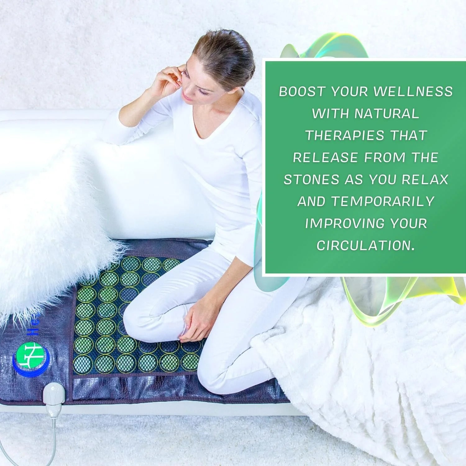 HealthyLine Far Infrared Heating Pad - Hot Stones Jade Tourmaline - Negative Ions - Mesh JT Mat Full 7224 Soft Light InfraMat Pro?