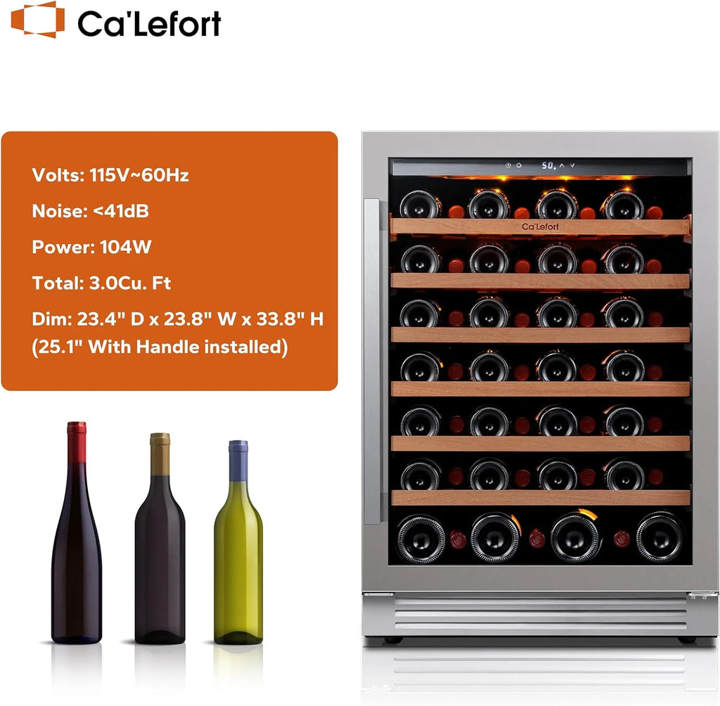 24'' Wine Cooler Refrigerator - 46 Bottle Wine Fridge Dual Zone with Modern Touch Intelligent Digital 40°-65°F Low Noise, Built in or Freestanding Wine Cooler for Home and Kitchen