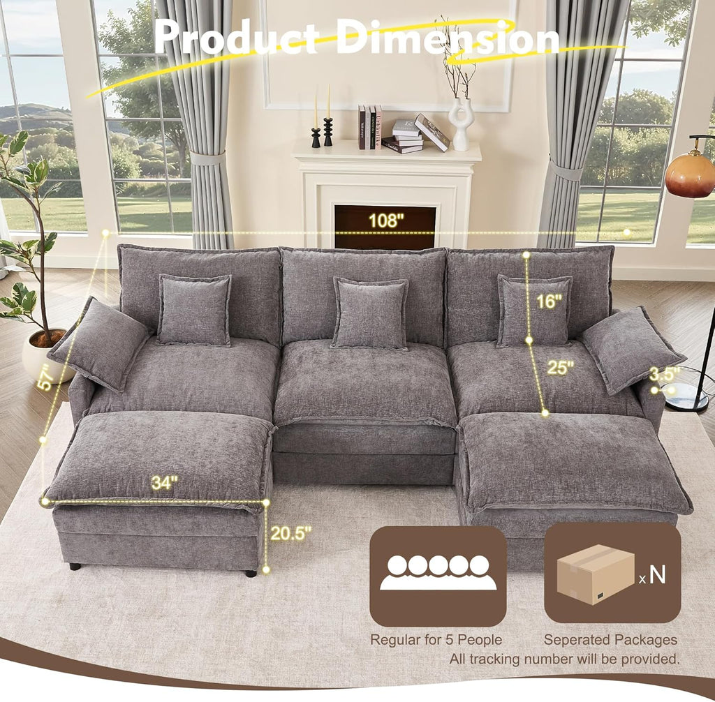 108 U-shaped sofa modular sofa three-seater comfortable cloud sofa