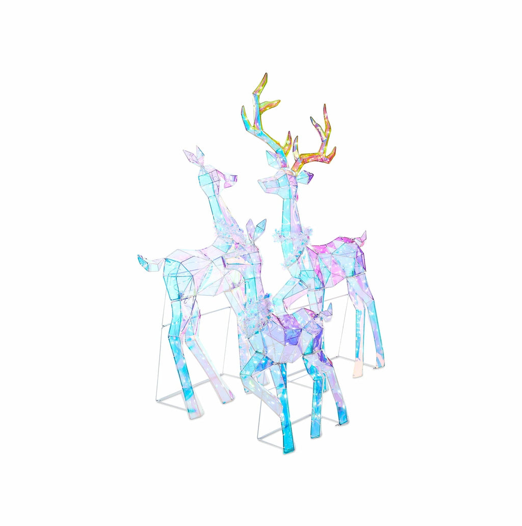 Holiday Time 3-Piece LED Prismatic Polygon Deer Family Set – Buck, Doe & Fawn for Indoor/Outdoor Decor
