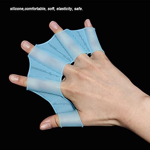 Swim Fins for Lap Swimming Silicone Gloves 1 Pair Swimming Equipment Unisex Shark Fin Swimming Fins(Size:Large,Color:Blue)