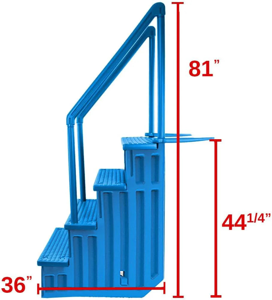 Select Anti-Slip in-Pool Steps | Gray | for Above Ground Swimming Pools | Can Mount to Decks 48 to 54 H | Safety Stairs Capacity Up to 300 lbs