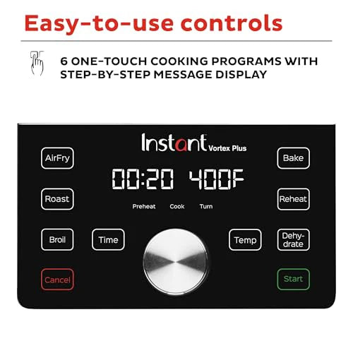 Instant Pot Vortex Plus 6QT XL Air Fryer, 6 in 1, Broils, Dehydrates, Crisps, Roasts, Reheats, Bakes for Quick Easy Meals, 100 In App Recipes, Dishwasher Safe, from the Makers of Instant Pot, Black : Home & Kitchen