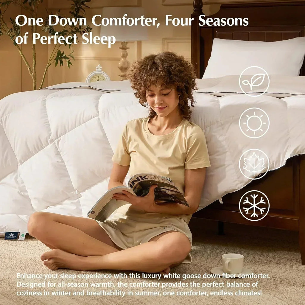 Goose feather duvet queen size cotton super fluffy white duvet core soft and breathable