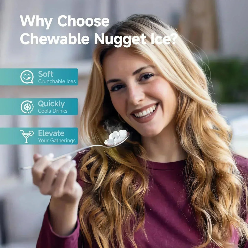 EUHOMY Nugget Ice Maker Countertop Ready in 8 Mins Self-Cleaning Portable Ice Makers Machine