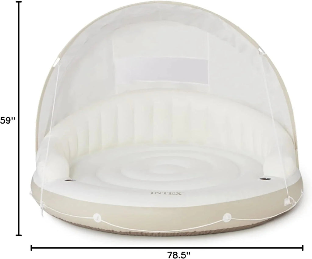 58292EP Canopy Island Inflatable Pool Float: Comfortable Lounge Surface – Built-in Cup Holders – Detachable Sunshade – 440lb Max Weight Capacity – 78.5 x 59