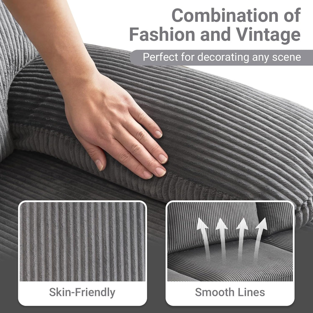 VINGLI 110 Sectional Couches for Living Room,U Shaped Couch with Double Chaise, 4-Seat Sofa Set with Chenille Fabric for Home Furniture,Beige
