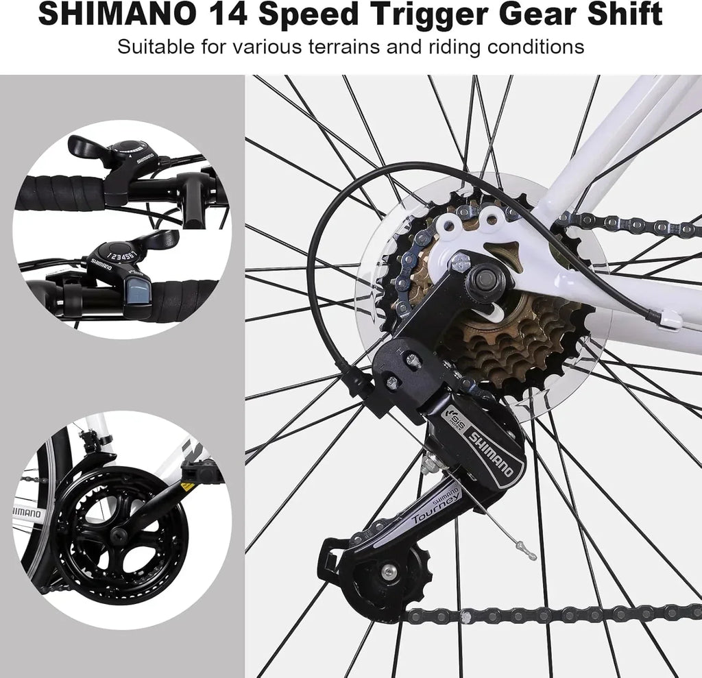 WEIZE Road Bike 700C Wheel City Commuter Bicycle Shimano 14 Speed Drop Bar Racing Adult Bike