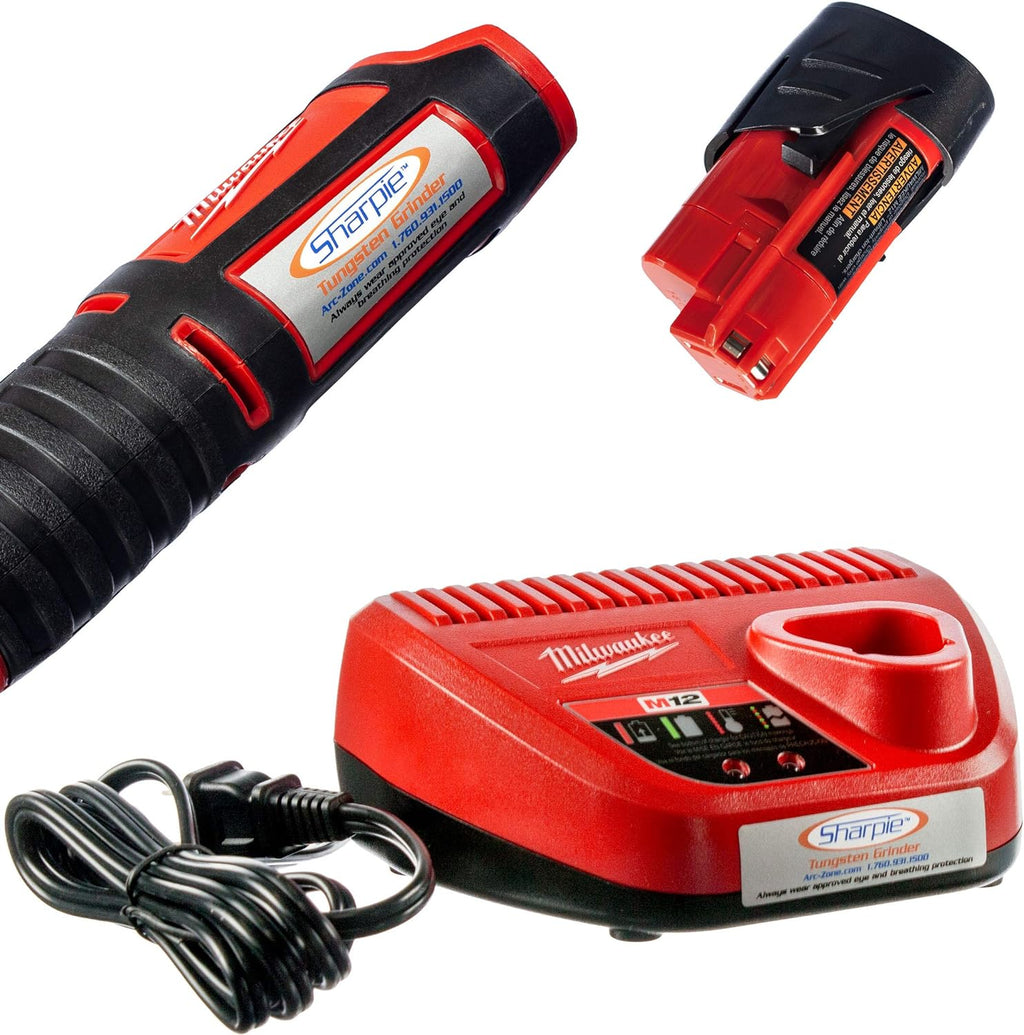 DXCL Hand-Held Cordless Tungsten Sharpener Grinder, Adjustable 15°- 45°, Diamond Ground Tapers (Auburn Red/Auburn R