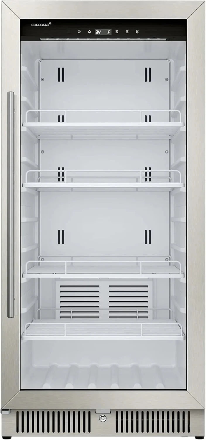 EdgeStar VBM101 22 Wide 10.1 Cu. Ft. Commercial Beverage Merchandiser – Stainless Steel, Temp Alarm, Reversible Door