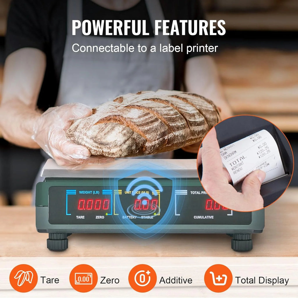 Electronic Price Computing Scale, 66 LB Digital Deli Weight Scales, LED Digital Commercial Food Fruit Meat Produce Counting Weight, for Retail Outlet Store, Kitchen, Restaurant Market, Farmer