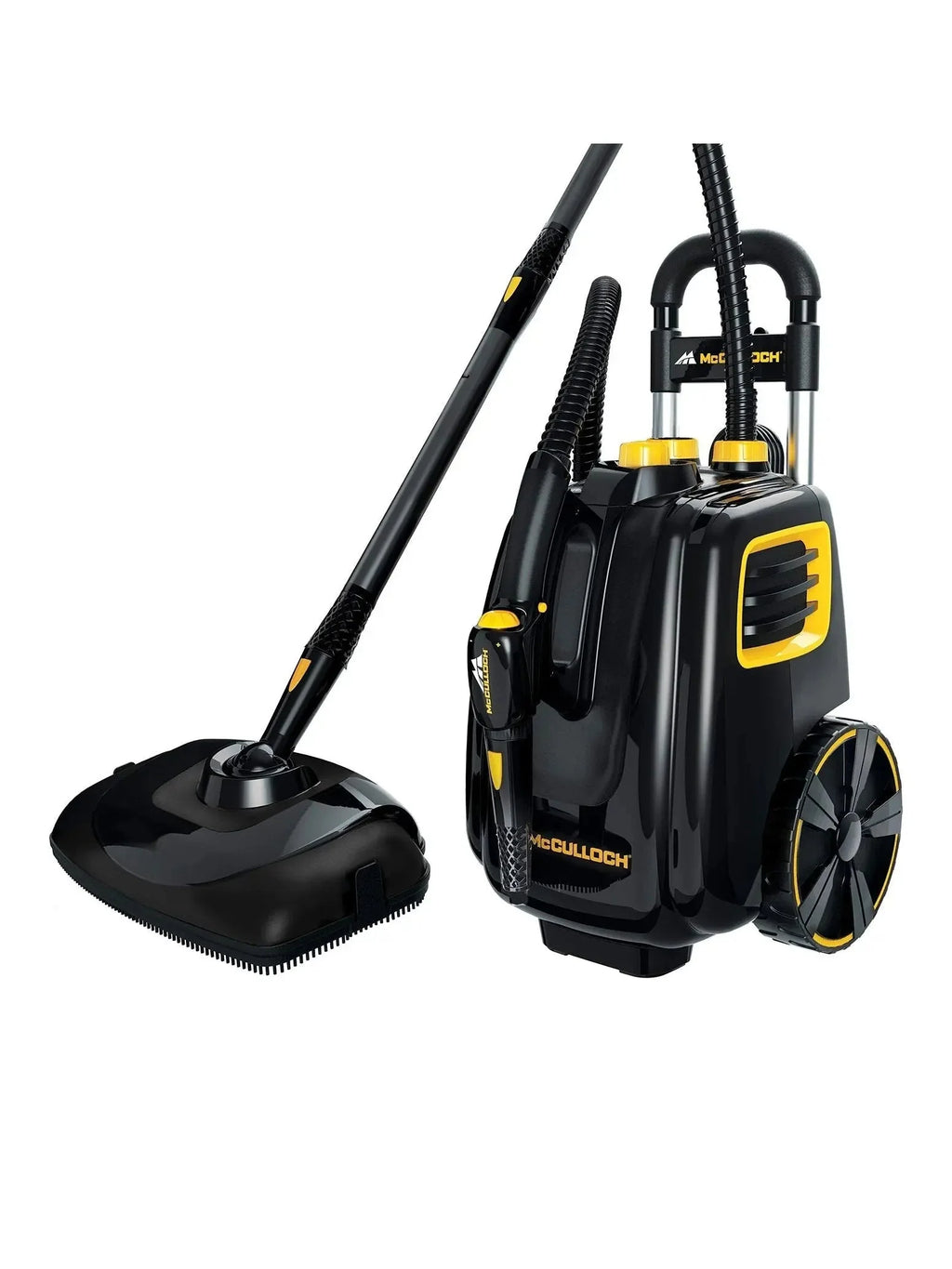 McCulloch MC1375 Canister Steam Cleaner with 20 Accessories, Extra Long Power Cord, Chemical Free Cleaning for Most Floors, Counters, Appliances, Windows, Autos, and More, 1 (Pack), Black