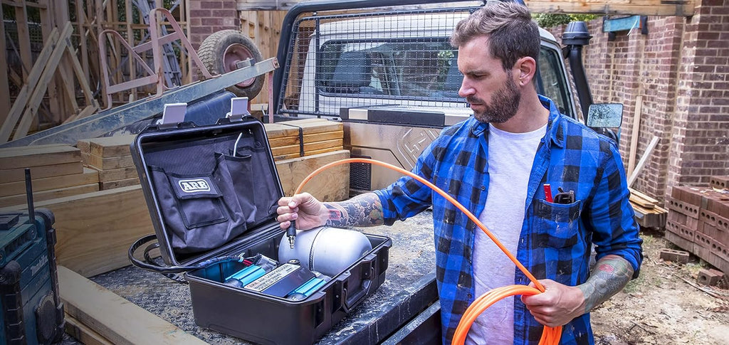 12V' On-Board Twin High Performance Air Compressor, Ideal for Air Lockers Locking Differentials, Tire Inflator, Air Horn, Air Tools and Pneumatic Tools.