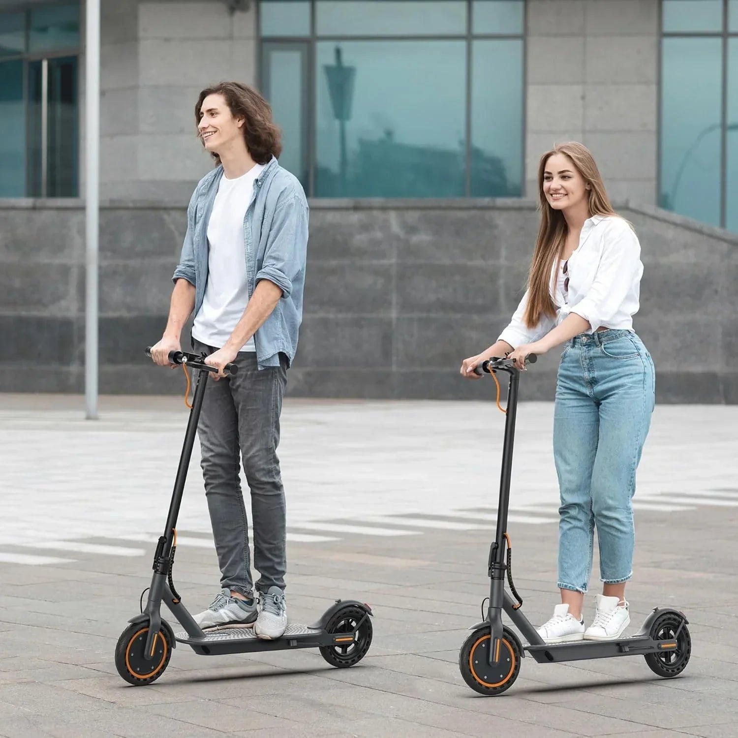 Electric Scooter, 350W/500W Powerful Motor, 8.5/10 Solid Tires, 19/22Mph, 28/21/12 Miles Range,Dual Braking