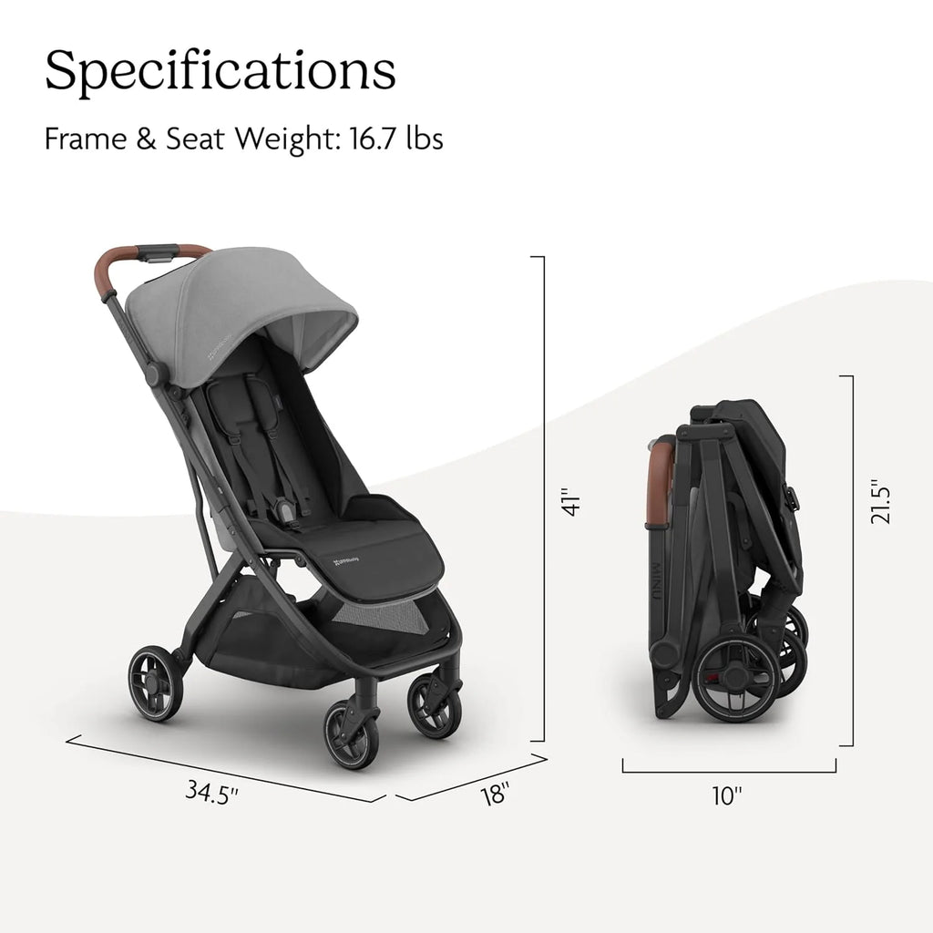 UPPAbaby Minu V3 Travel Stroller, Lightweight, Greyson