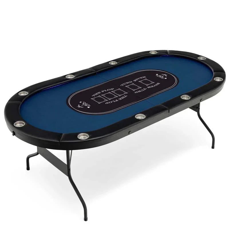 10 Players Folding Game Poker Table For Texas Card Games Casino Leisure Table With Cup Holder 4 Usb Ports Extra Lights