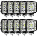 4-inch LED 120W 10000lm 12V 24V Truck ATV UTV RV RZR Boat Pickup Golf Cart Snow blower Square LED Off-road driving workplace Cube Light Pod, 10Pack