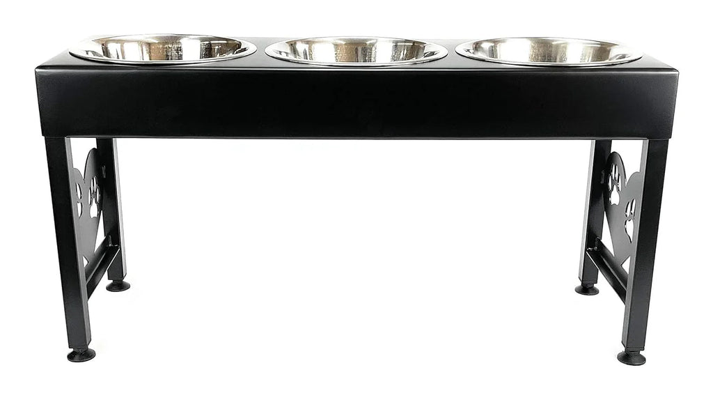 Pet Feeding Station Triple 3-Quart Metal Dog Bowl 16 Tall