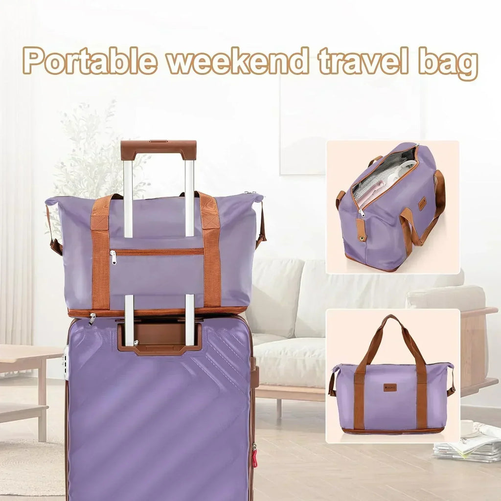 5 piece luggage set expandable suitcase 22x14x9 aviation certified durable waterproof travel set