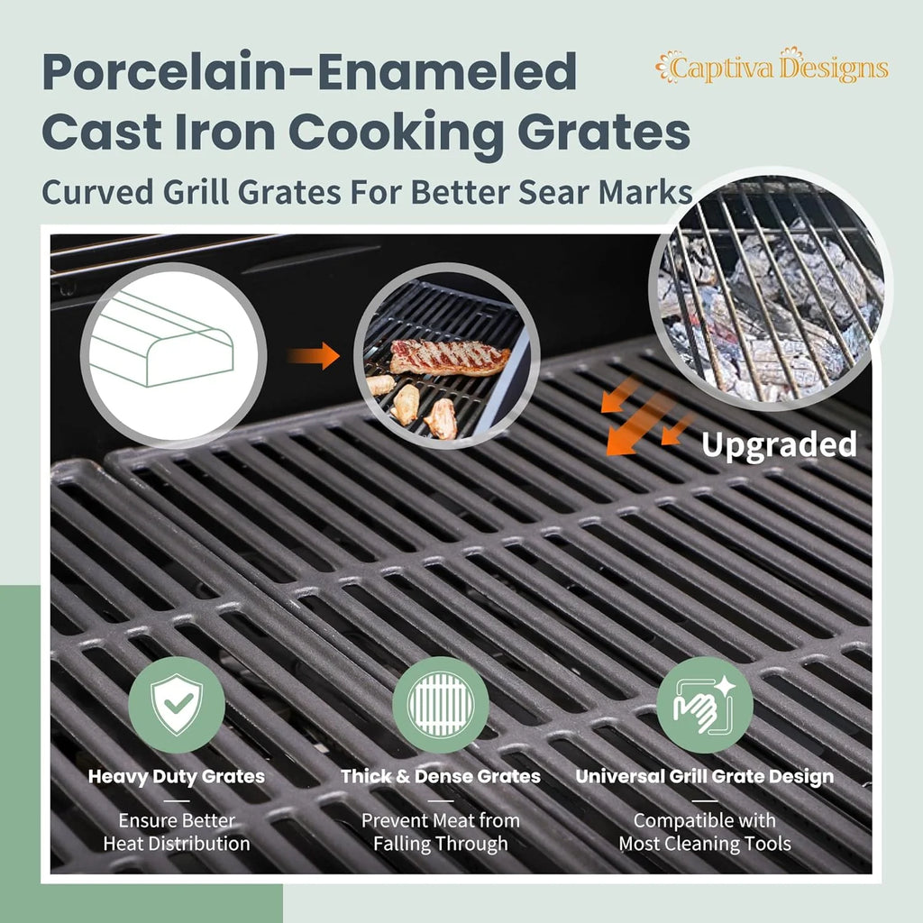 Captiva Designs 4-Burner Gas Grill, Side Burner, 42,000 BTU, Stainless
