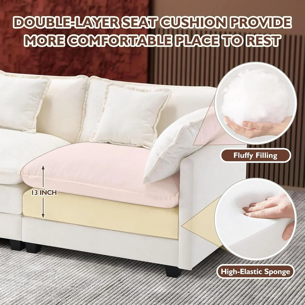 ihanherry 146-inch U-shaped modern sofa modular area cloud sofa