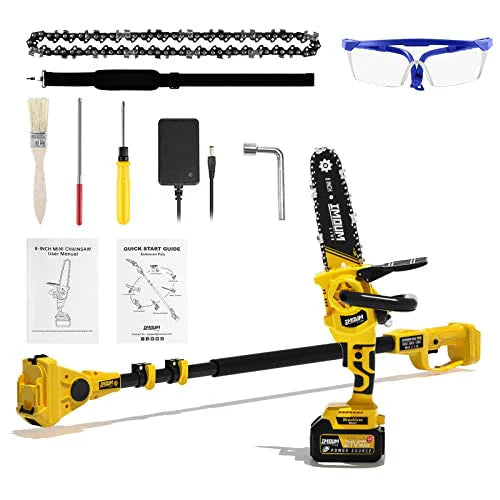 2-in-1 Brushless Pole Saw & Mini Chainsaw, IMOUMLIVE 8 Cutting Cordless Power Pole Saw for Wood Cutting, Trimming