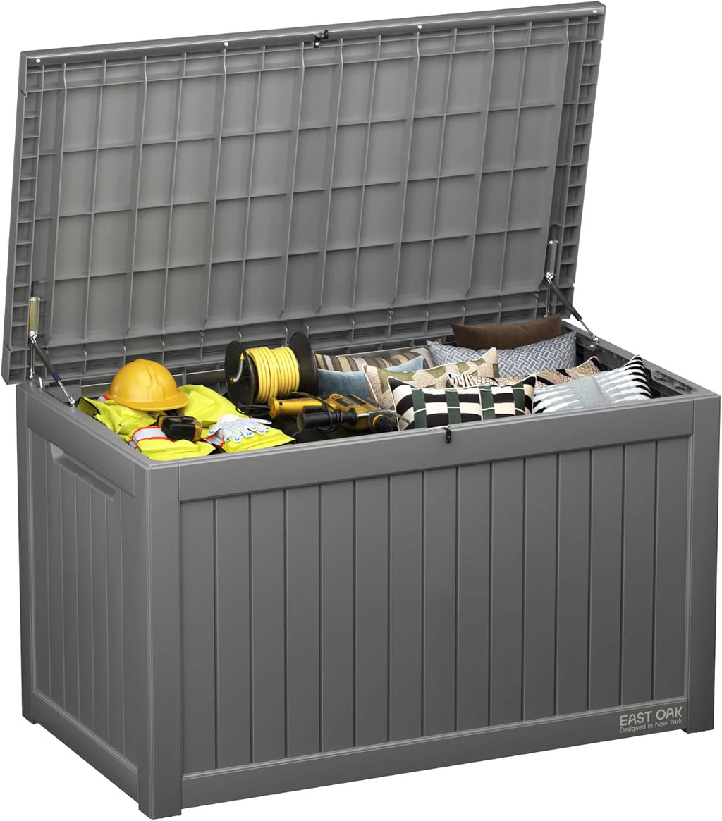 EAST OAK Outdoor Storage Box, 60 Gallon Deck Box Indoor and Outdoor Use, Waterproof Resin Storage Bin