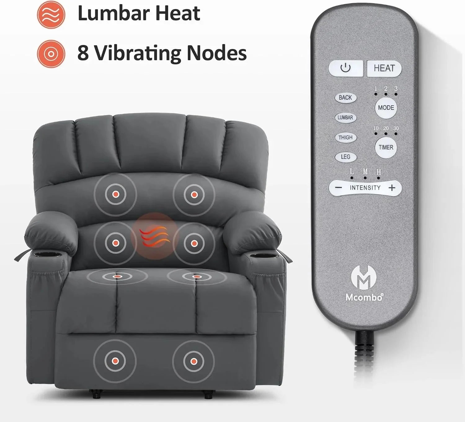 Heated Lift Recliner for Seniors with USB & Cup Holders