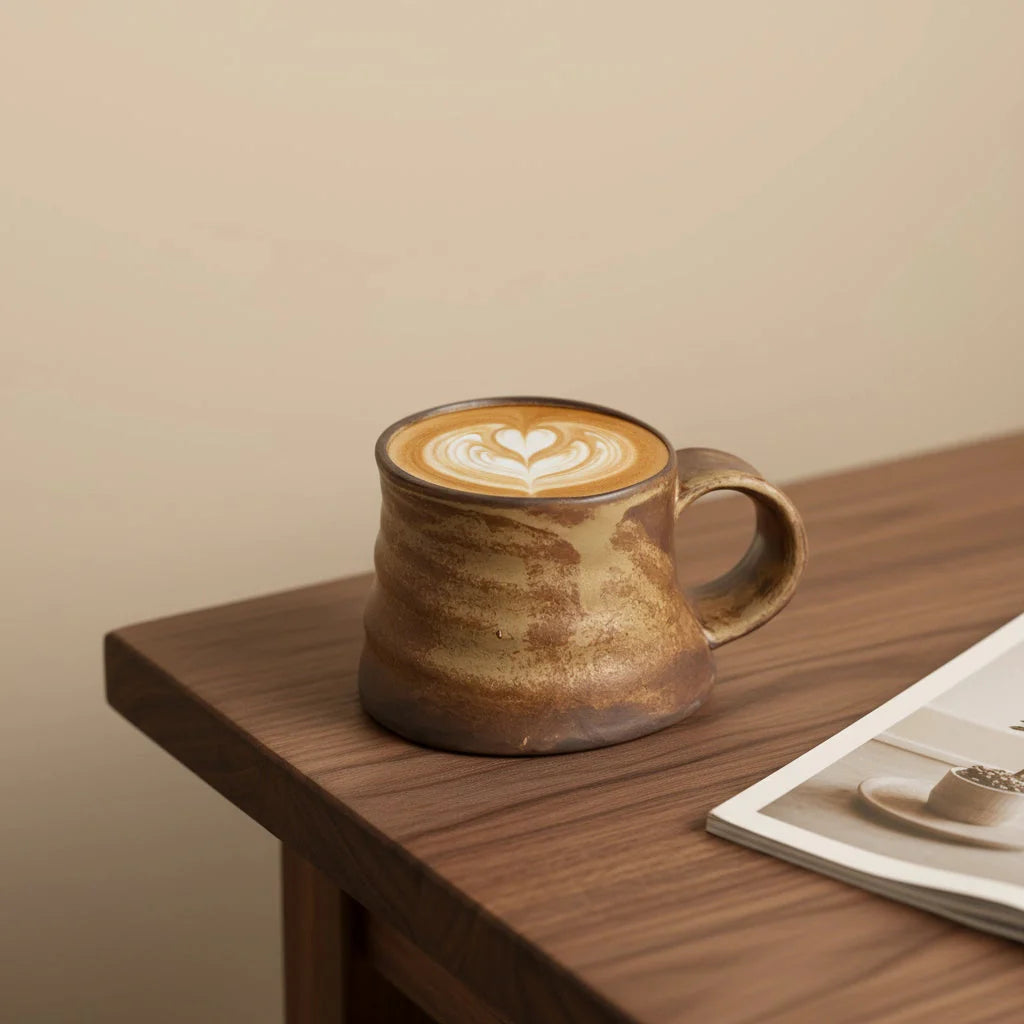 Rustikale Vintage-Kaffeetasse aus Keramik, handgefertigte Glasur, einzigartige Geschenktasse für Kaffeeliebhaber
