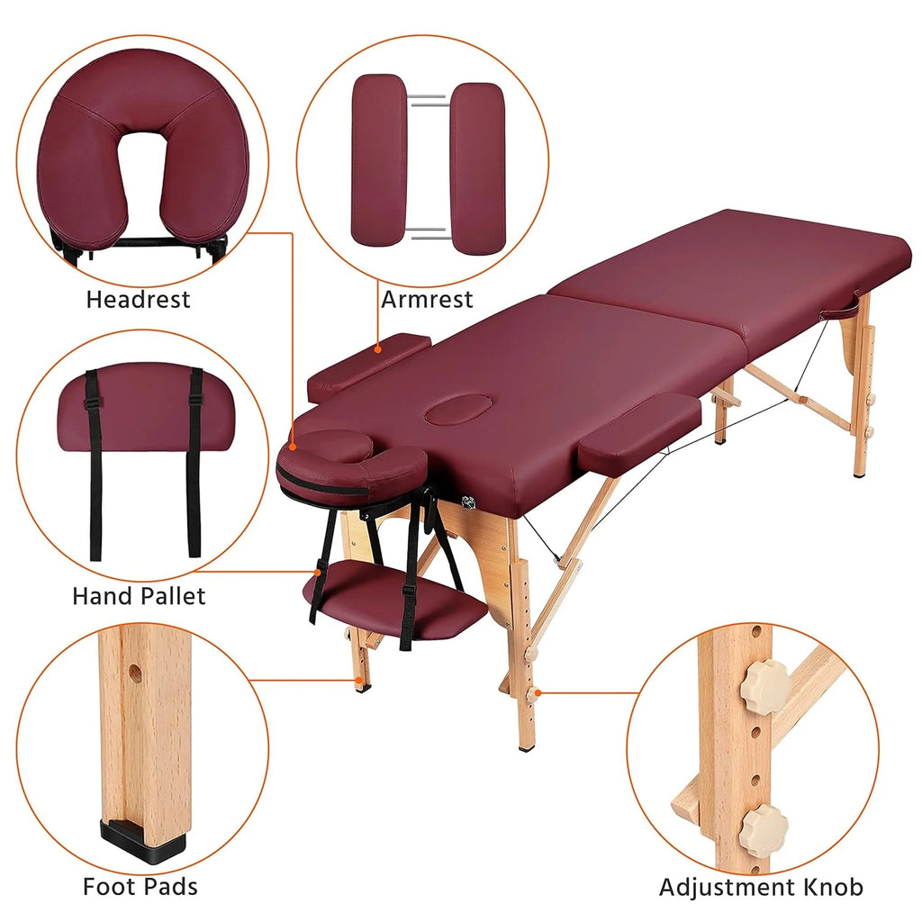 Yaheetech Massage Table Portable Lash Beds Spa Bed Massage Couch Foldable Spa Tables Adjustable 2 Fold with Non-Woven Bag 24 inch, Black