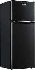 Upstreman 4.0 Cu.Ft Mini Fridge with Freezer – Double Door Compact Refrigerator for Dorm, Office, Bedroom – Adjustable Thermostat, Black (BR401)