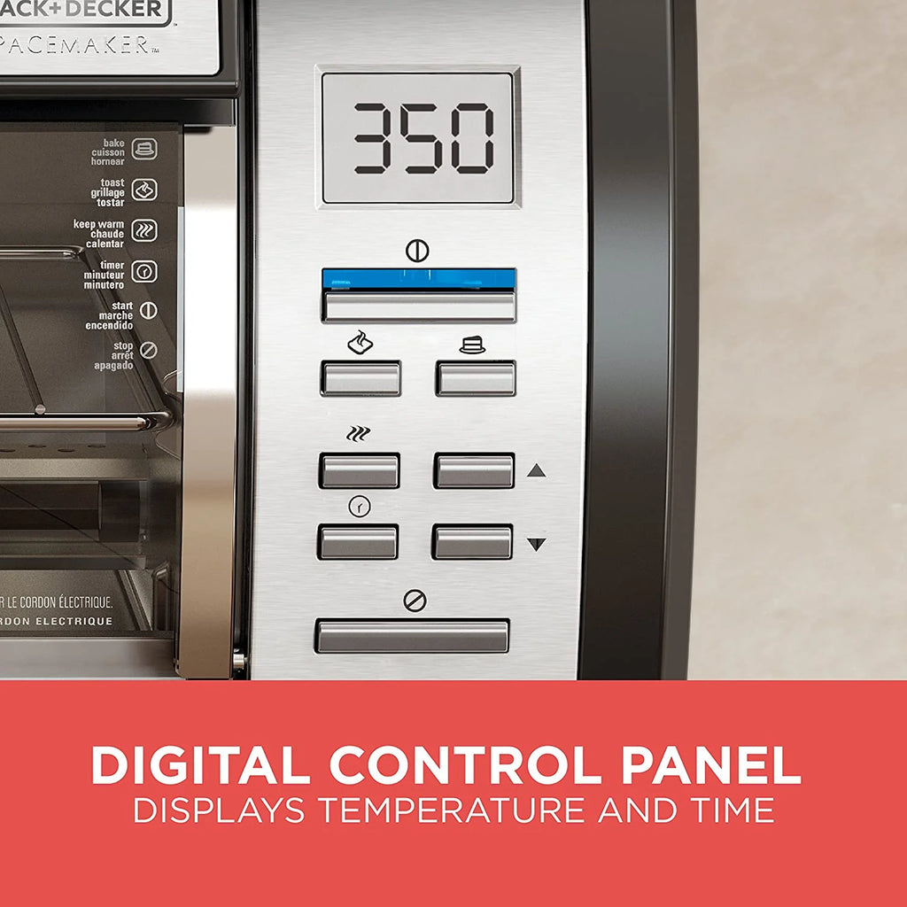BLACK DECKER SpaceMaker Under Counter Toaster Oven, Digital Controls, Black/Stainless Steel, Fits 9?测?? Pizza or 4 Slices