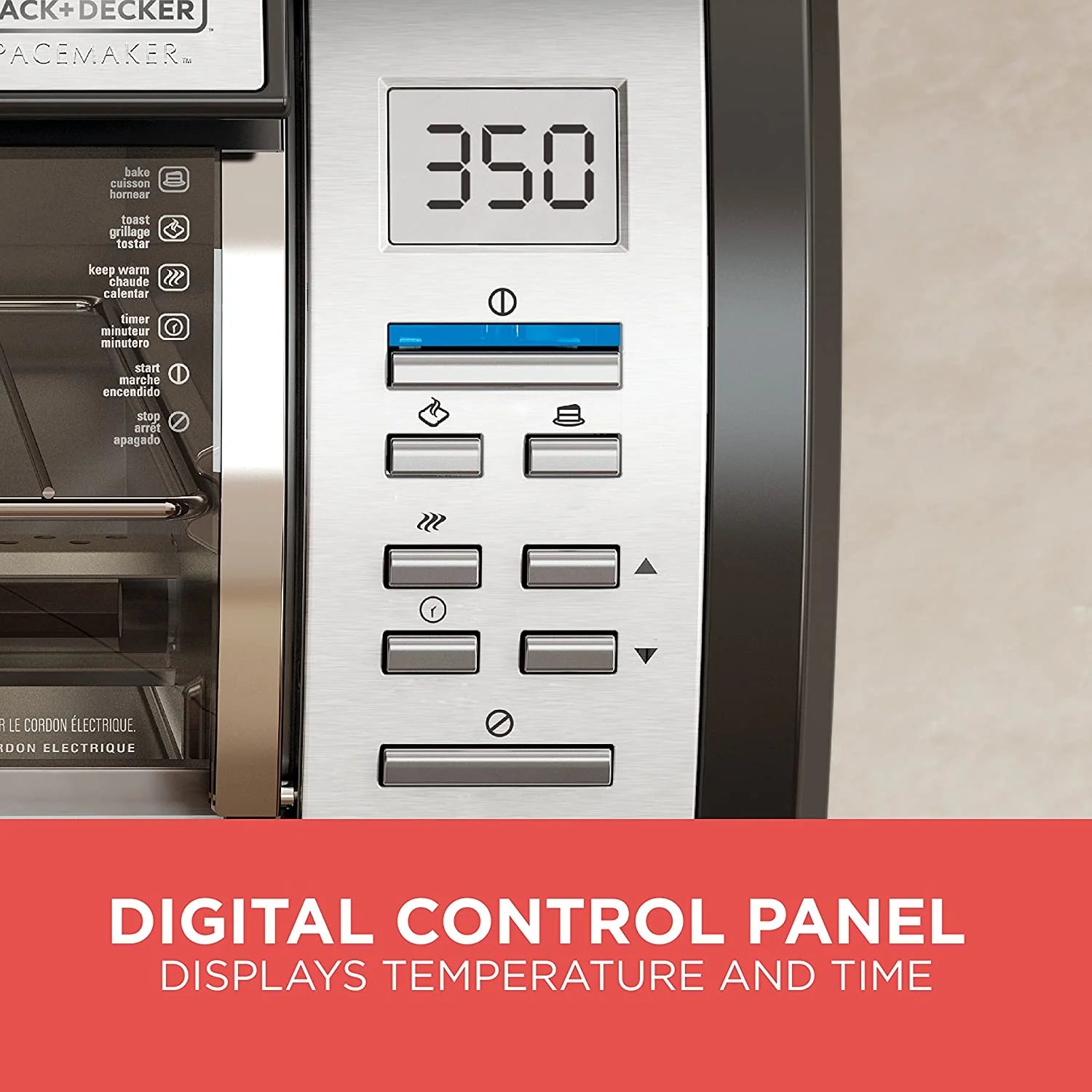 BLACK DECKER SpaceMaker Under Counter Toaster Oven, Digital Controls, Black/Stainless Steel, Fits 9?测?? Pizza or 4 Slices