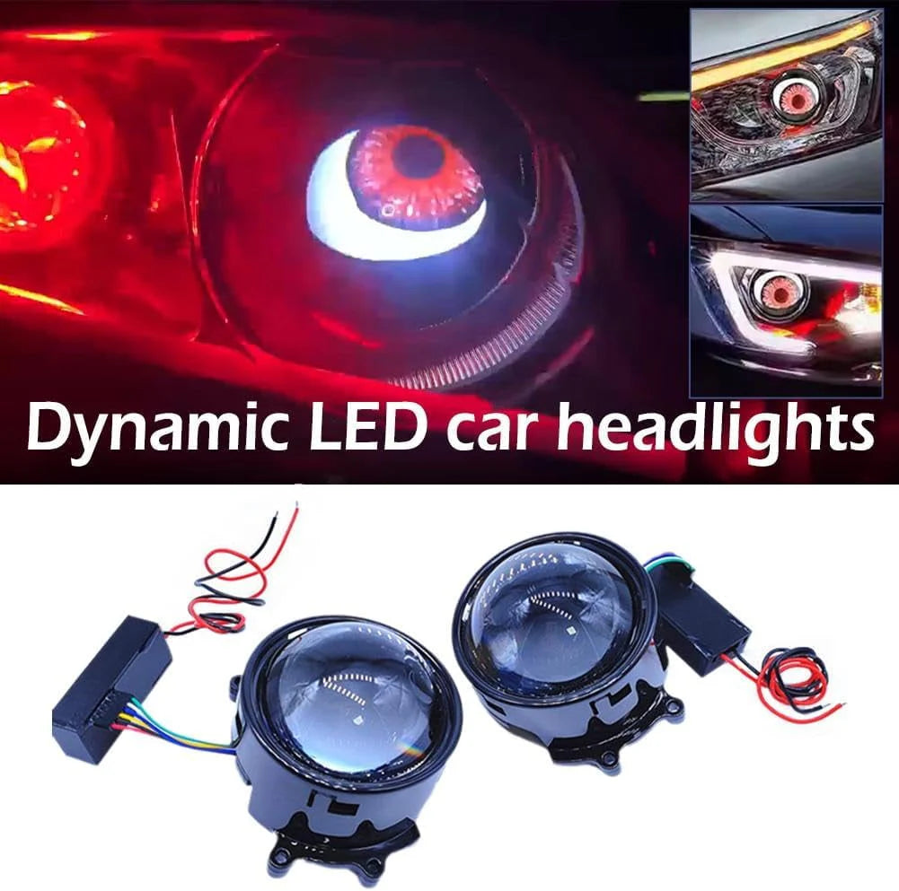LED Demon Eyes Demon Eyes headlights, Dynamic Demon Eyes car headlights, adjustable eye pattern, mini projector lens light controlled by phone, suitable for any car
