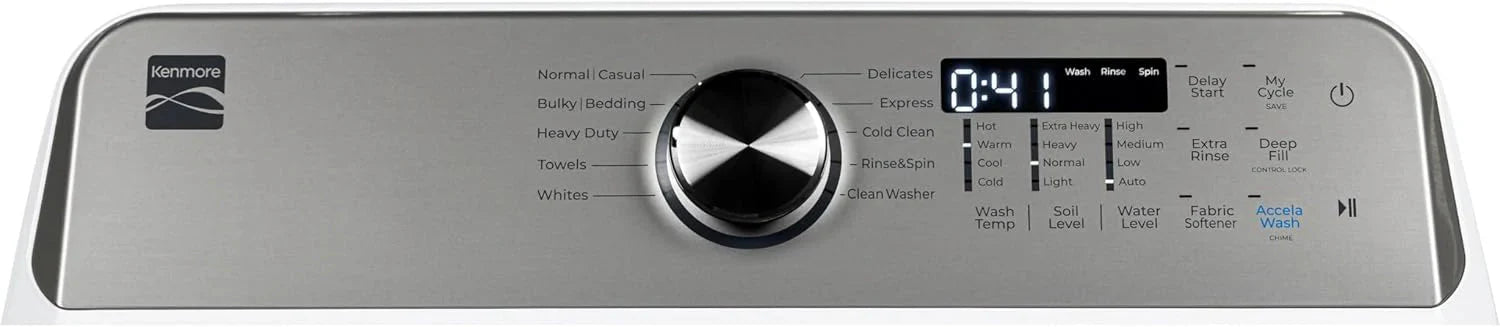 4.5 cu. ft. Top Load Washer with Triple Action Impeller for Tough Dirt & Stains-Reduce Laundry Time with Accela and Express Wash-LED, White