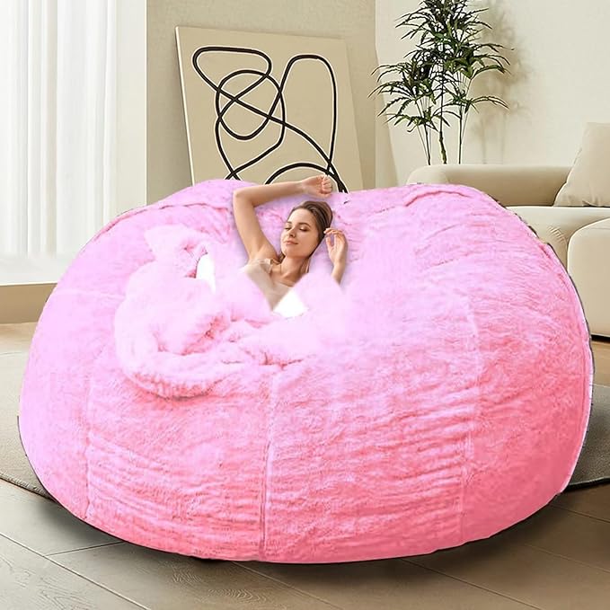 BCU Comfy Faux Fur Bean Bag Chair Cover (No Filler)