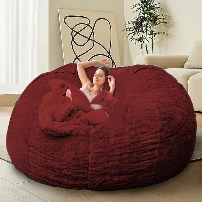 BCU Comfy Faux Fur Bean Bag Chair Cover (No Filler)