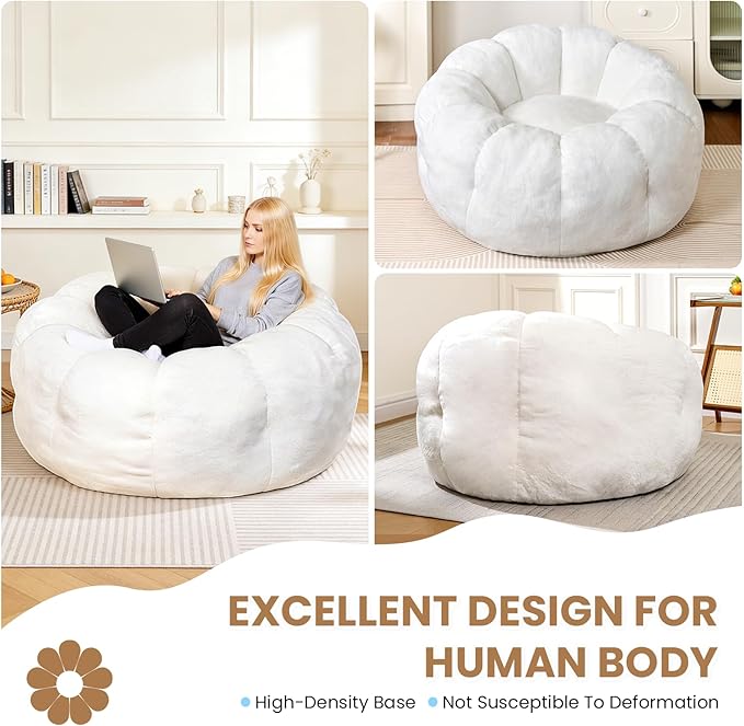 Soft Faux Fur Floor Seating with Memory Foam