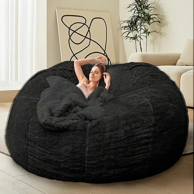 BCU Comfy Faux Fur Bean Bag Chair Cover (No Filler)
