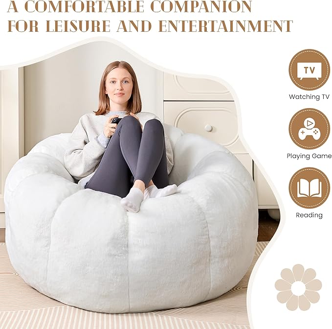 Soft Faux Fur Floor Seating with Memory Foam