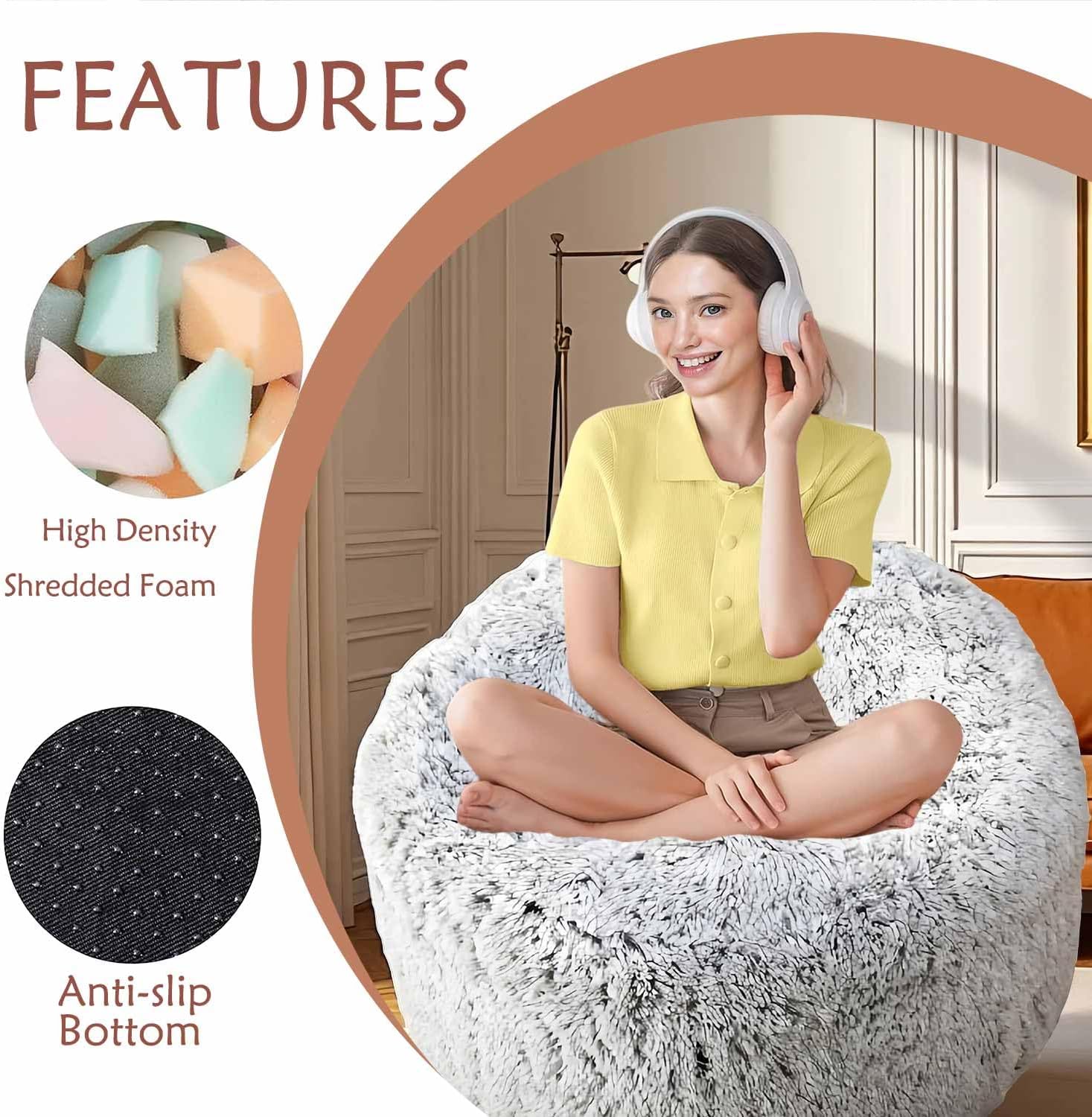 Plush Faux Fur Bean Bag Chairs