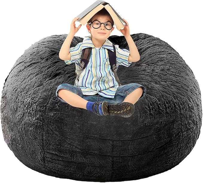BCU Comfy Faux Fur Bean Bag Chair Cover (No Filler)