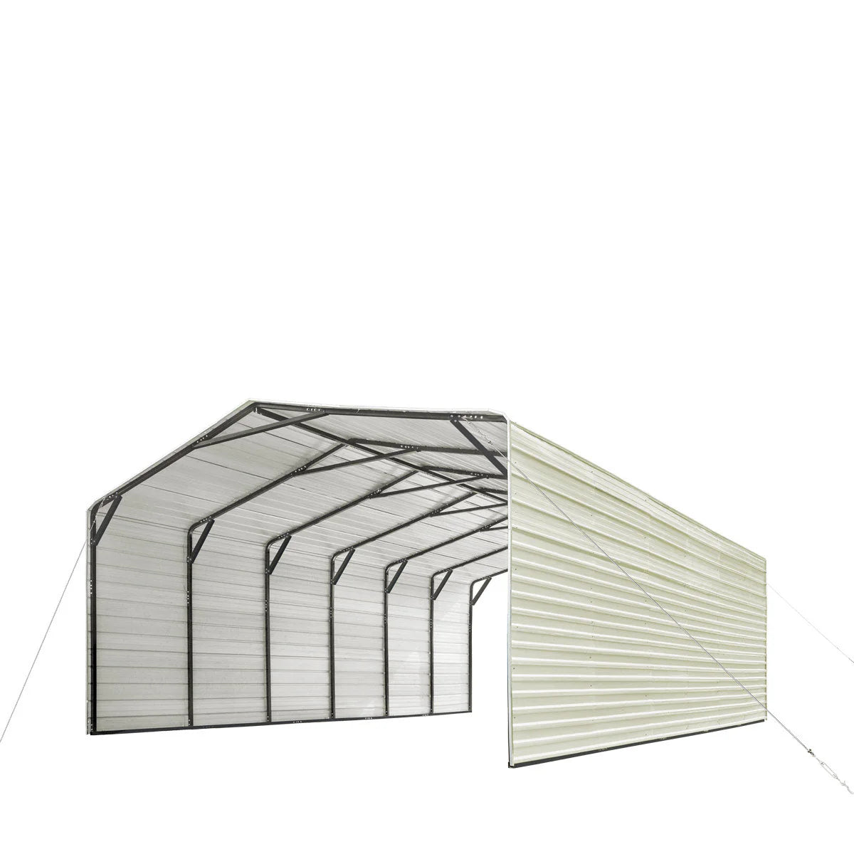 2025 CP2030F 20' x 30' All-Steel Carport Shed With 10' Enclosed Sidewalls